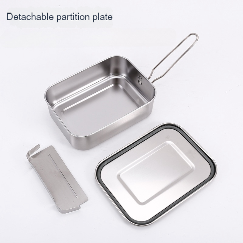 Custom Logo 304 Stainless Steel Cooking Lunch Bento Box Metal Lunch Box Food Containers With Compartments with handle