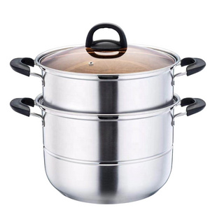 Multifunctional Custom High Quality Stainless Steel 24cm Double Layer Large Cooking Soup Pot  German Steamer Cookware Set