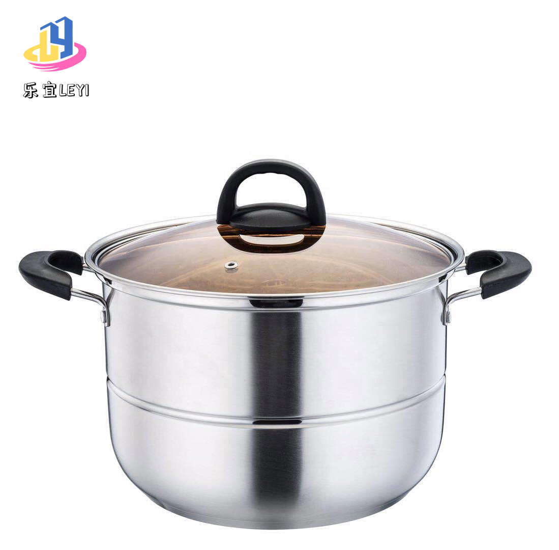 Multifunctional Custom High Quality Stainless Steel 24cm Double Layer Large Cooking Soup Pot  German Steamer Cookware Set