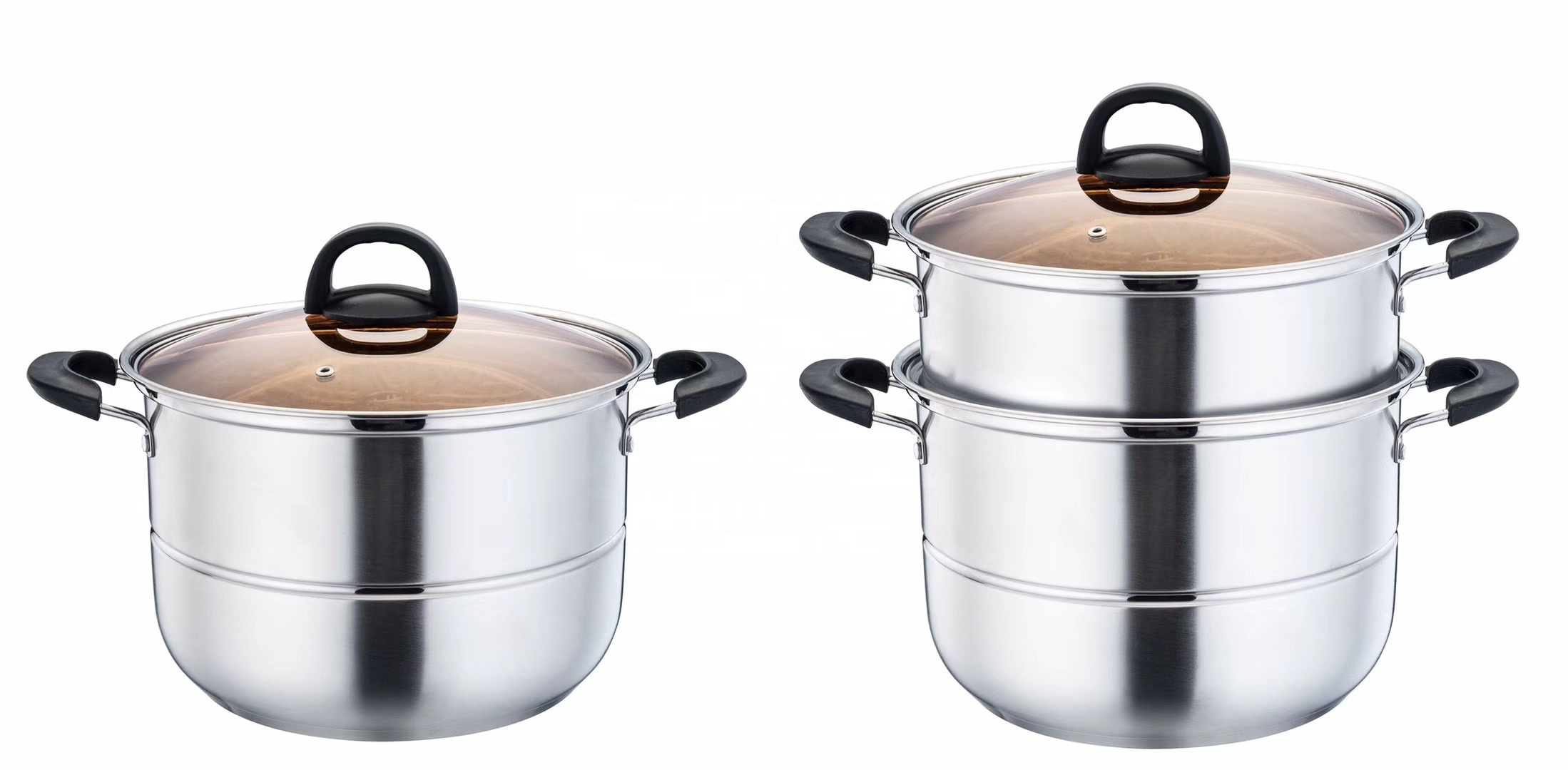 Multifunctional Custom High Quality Stainless Steel 24cm Double Layer Large Cooking Soup Pot  German Steamer Cookware Set