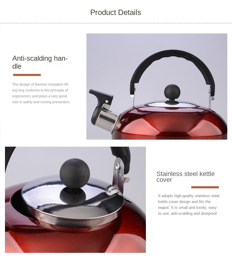 Wholesale Stainless Steel kettle 3L Whistling Tea Kettle Classic Teapot with Ergonomic Handle Works on Induction Cook tops