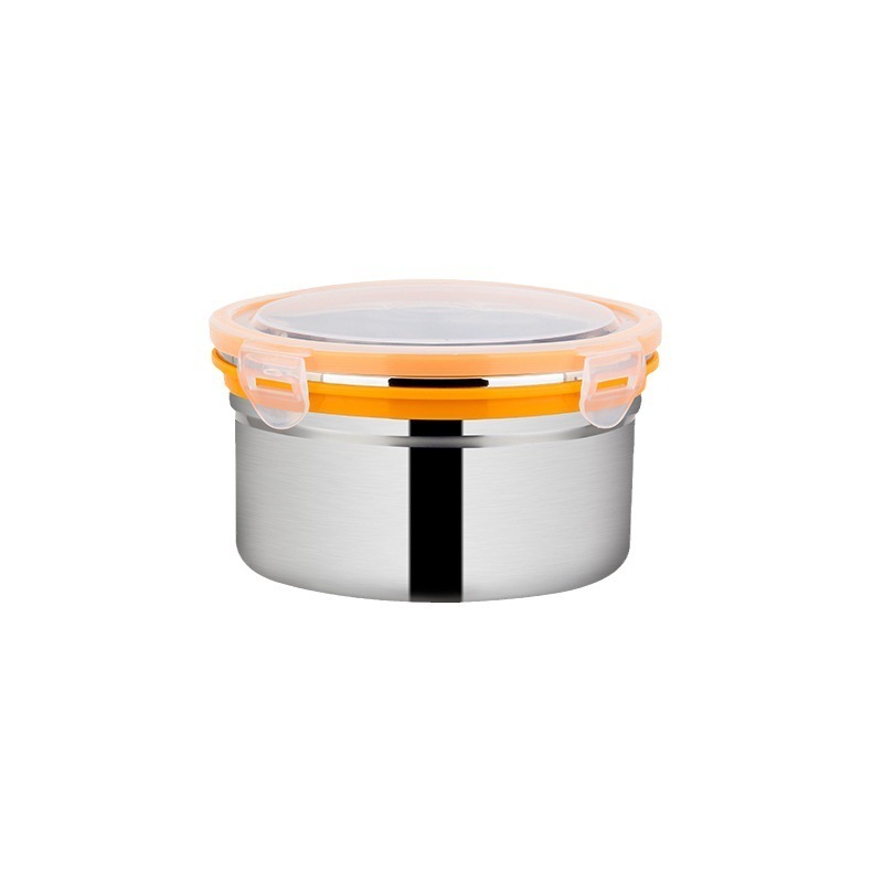 Stainless Steel Takeaway Food Fresh Insulated Storage Hot Container Round Lunch Bento Box With Lock Serving Bowl With Lid