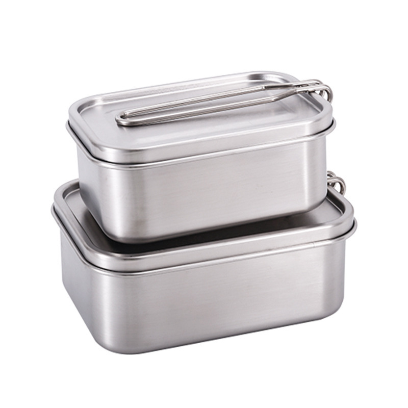 Custom Logo 304 Stainless Steel Cooking Lunch Bento Box Metal Lunch Box Food Containers With Compartments with handle