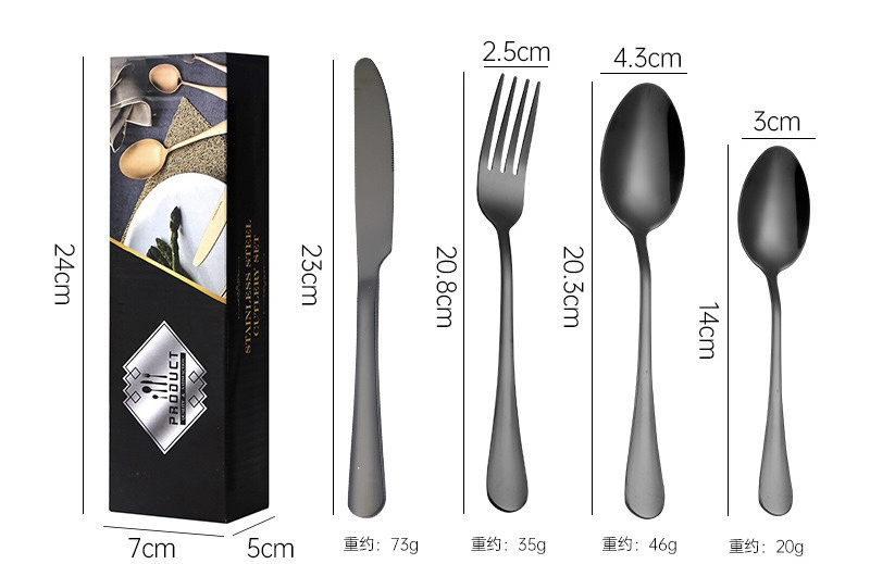 Restaurant Stainless Steel Cutlery set Western Cutlery Set 24 piece Silverware Spoons And Forks Set In Bulk Gold Plated Flatware