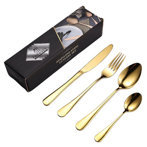 Restaurant Stainless Steel Cutlery set Western Cutlery Set 24 piece Silverware Spoons And Forks Set In Bulk Gold Plated Flatware