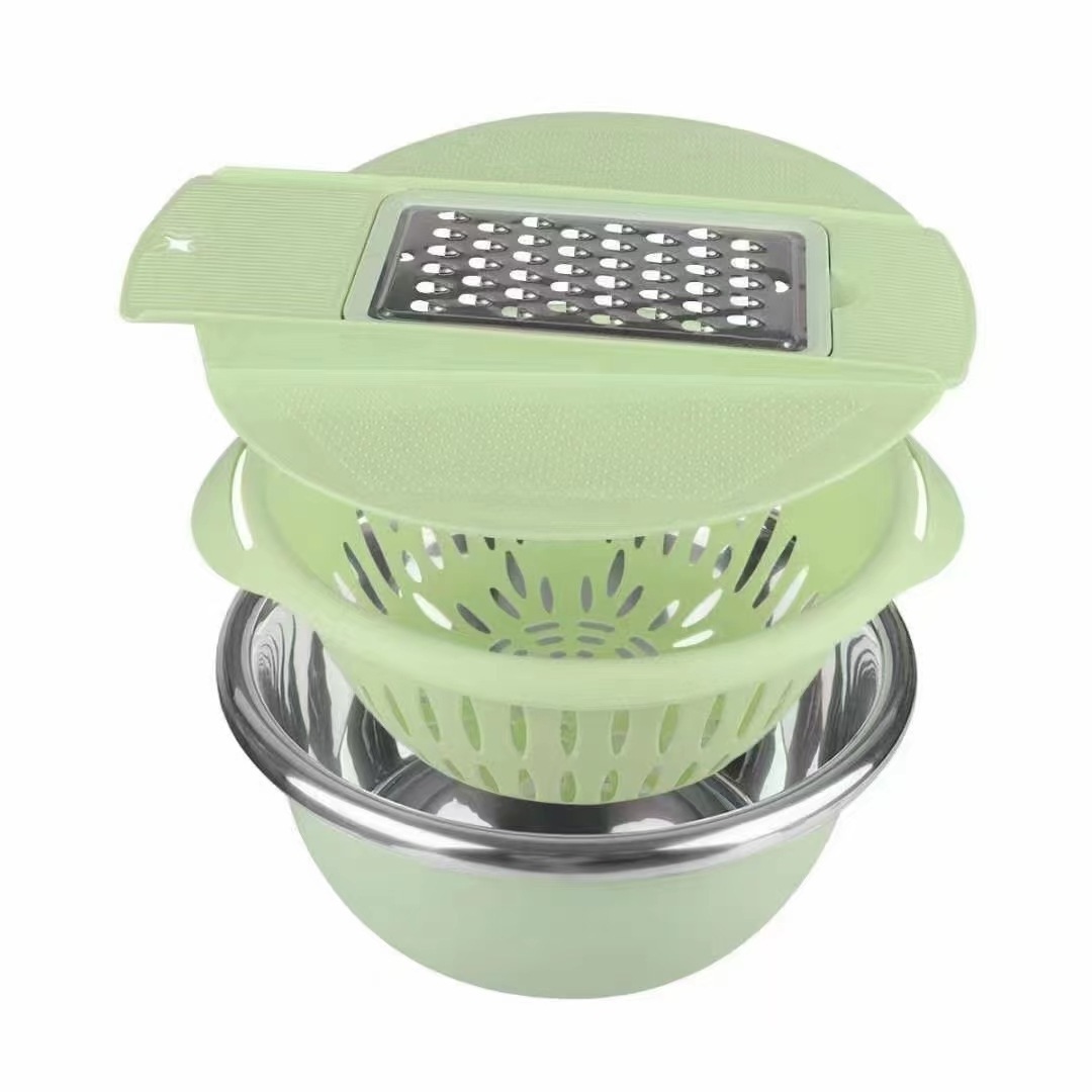 Multifunction 3pcs stainless steel mixing bowl set  grater Food Chopper Slicer Vegetable Cutter  Vegetables Slicers for kitchen