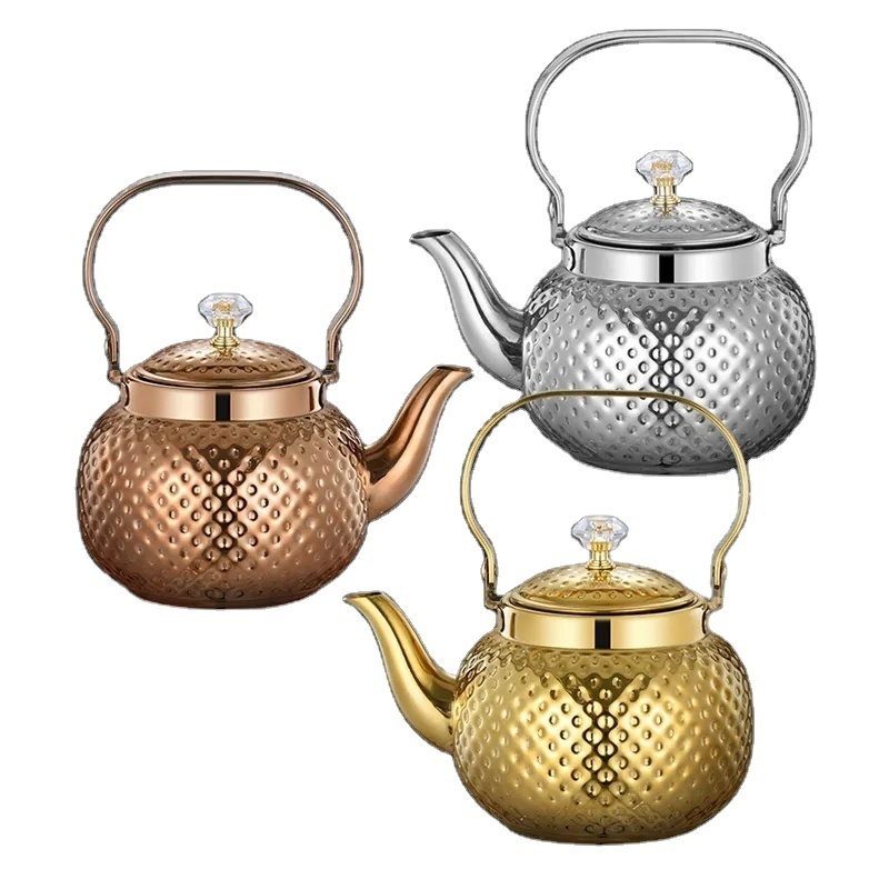 1.2L/1.6L/2.0L gold Turkish Style Water Kettle for Middle Eastern Tea Arabic Tea Pot Set Tea Pot Stainless Steel Kettle