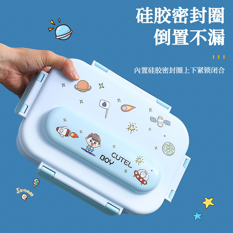 Cartoon Student Cute Compartment Lunch Box Portable Lunch Bento Box Leak Proof Heatable 316 Stainless Steel Insulated Lunch Box