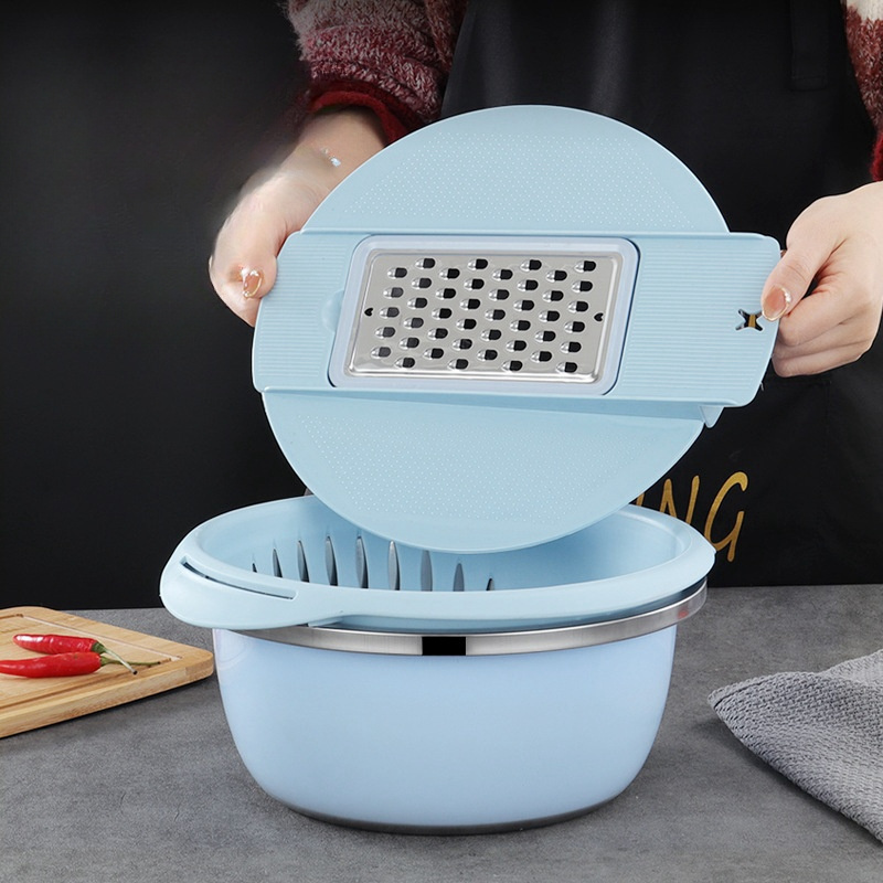 Multifunction 3pcs stainless steel mixing bowl set  grater Food Chopper Slicer Vegetable Cutter  Vegetables Slicers for kitchen