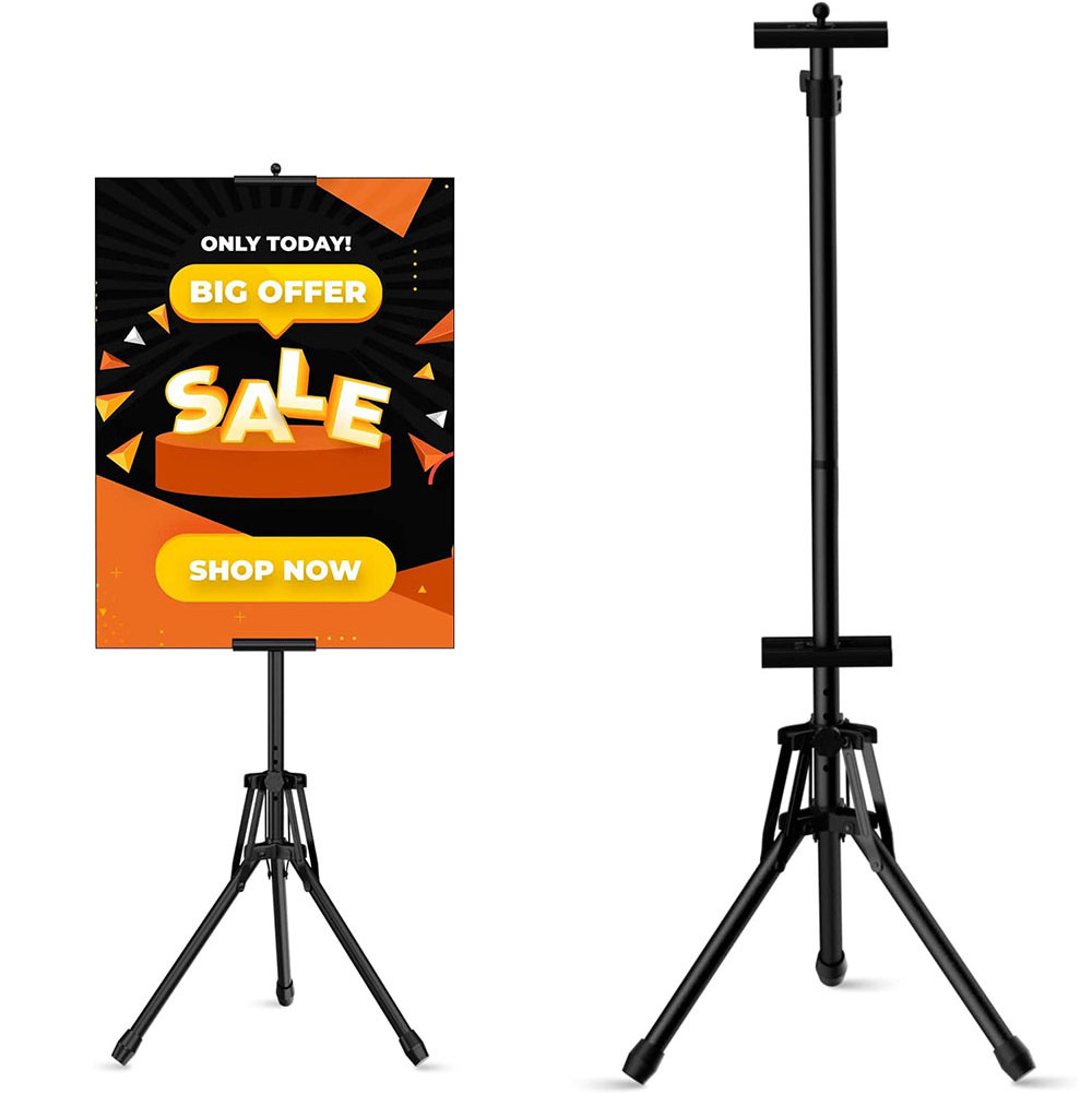 Double-Sided Sign Stand,Advertising Display Tripod Sign Holder, Adjustable Pedestal Poster Stand Height Up to 79'' Poster Stan