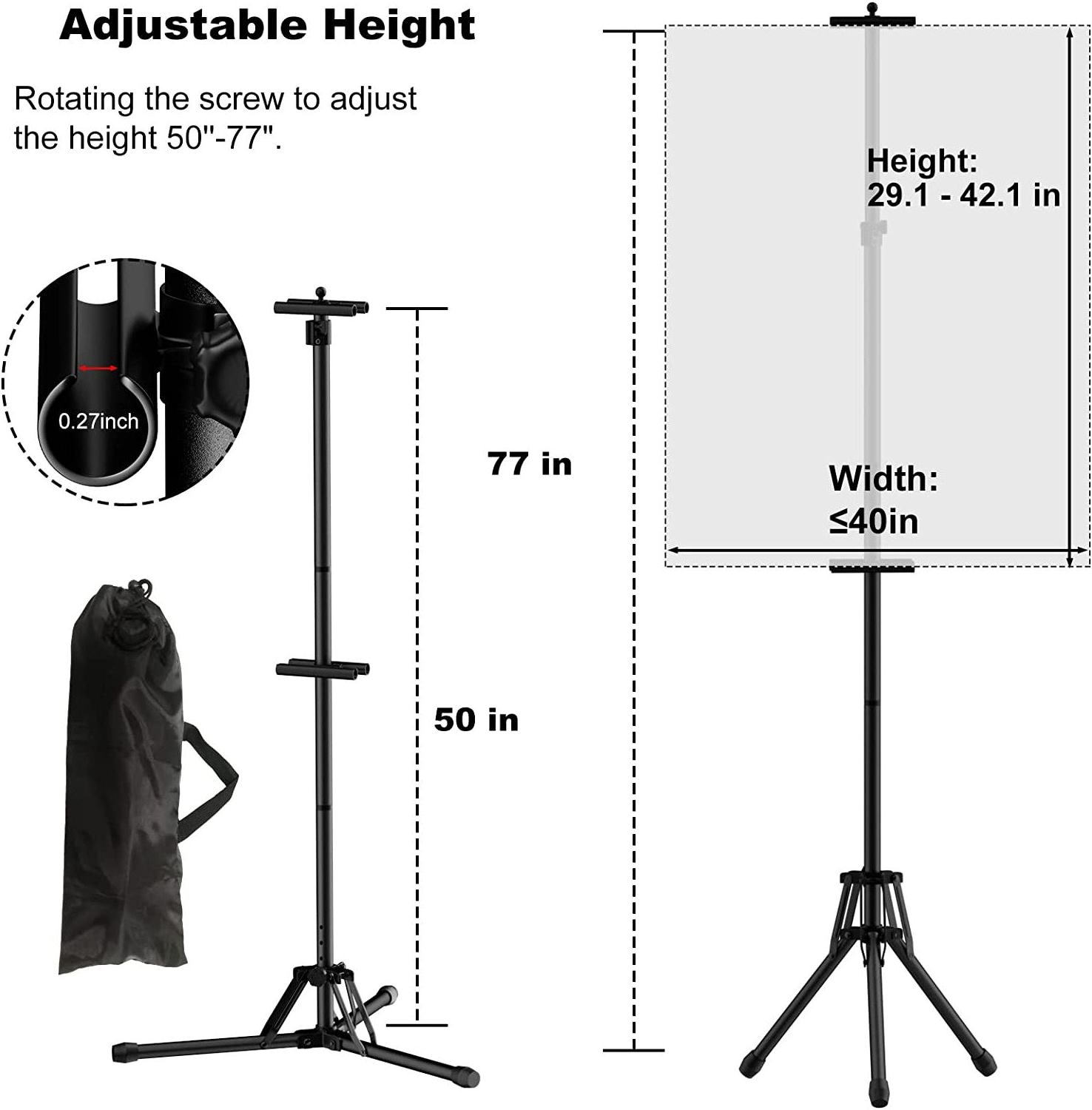 Double-Sided Sign Stand,Advertising Display Tripod Sign Holder, Adjustable Pedestal Poster Stand Height Up to 79'' Poster Stan