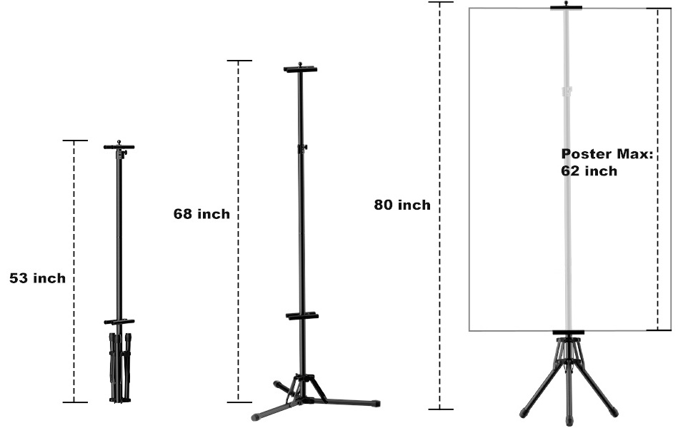 Double-Sided Sign Stand,Advertising Display Tripod Sign Holder, Adjustable Pedestal Poster Stand Height Up to 79'' Poster Stan