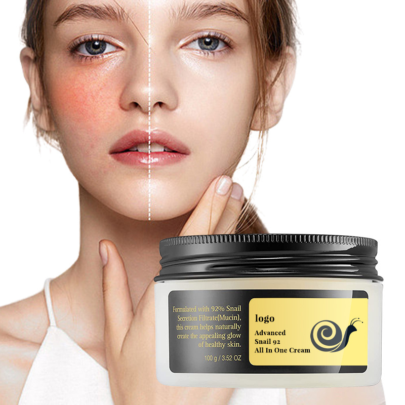 Private label OEM Snail Mucin Repair Facial Cream Natural Dry Skin Acne Aging Daily Sensitive skin Moisturizer Face Snail Cream