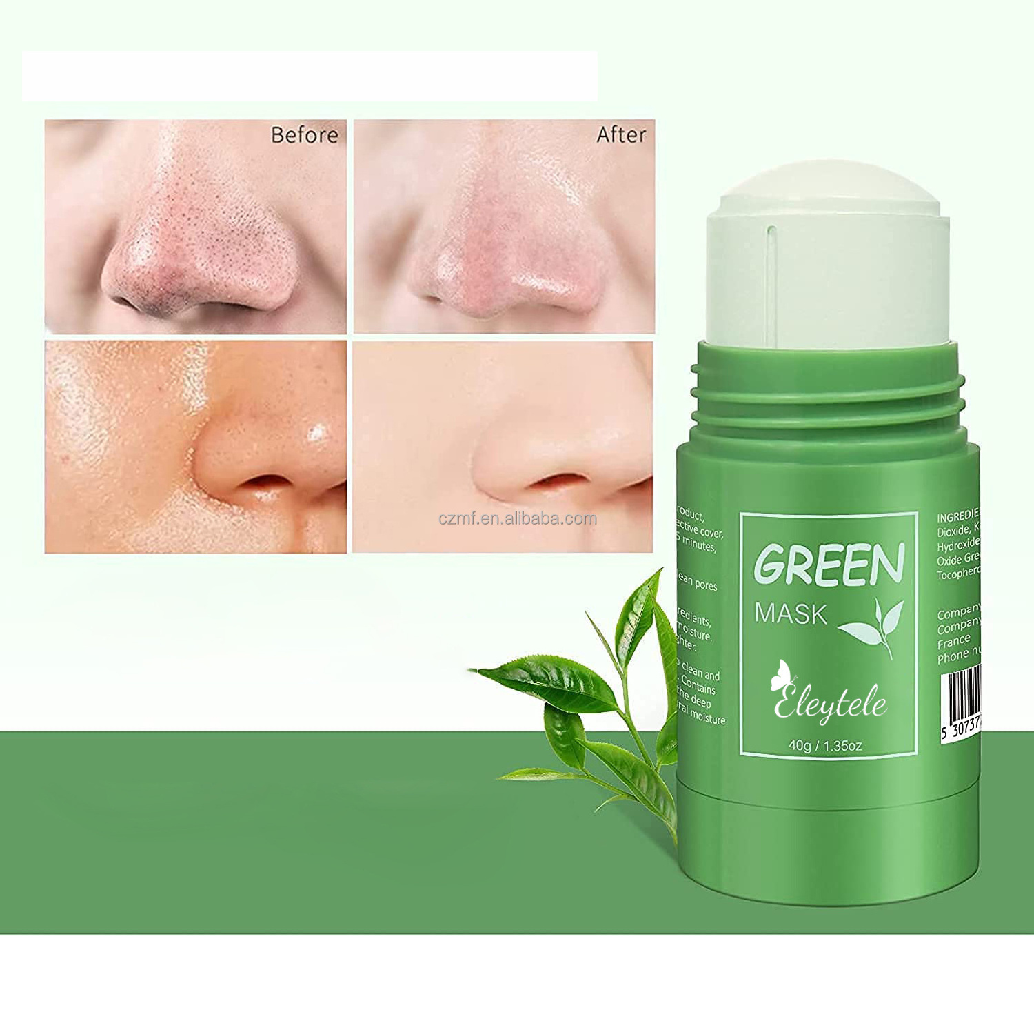 Private Label Clay Mask Stick Facial Skin Care Matcha Green Tea Cleansing Stick Mask Facial Clay Mud Solid Green Tea Mask Stick