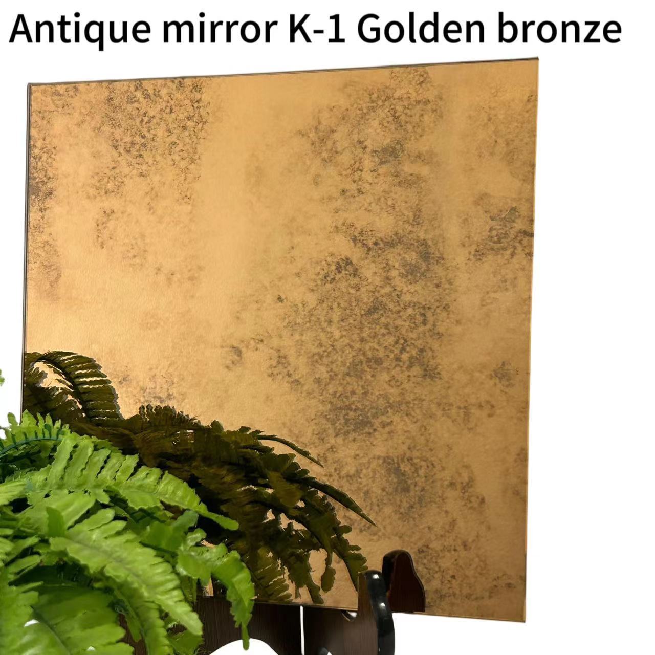 K Golden Bronze Antique Mirror Decoration 3mm 4mm 6mm 8mm Thickness Minimalist Luxury Glass Mirror Tiles for Wall