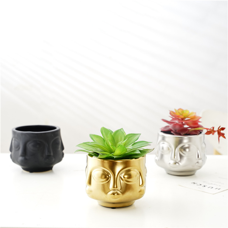 Hot sale luxury buddha head succulent pots indoor outdoor ceramic flower planter pots for garden decoration