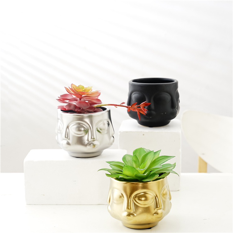 Hot sale luxury buddha head succulent pots indoor outdoor ceramic flower planter pots for garden decoration