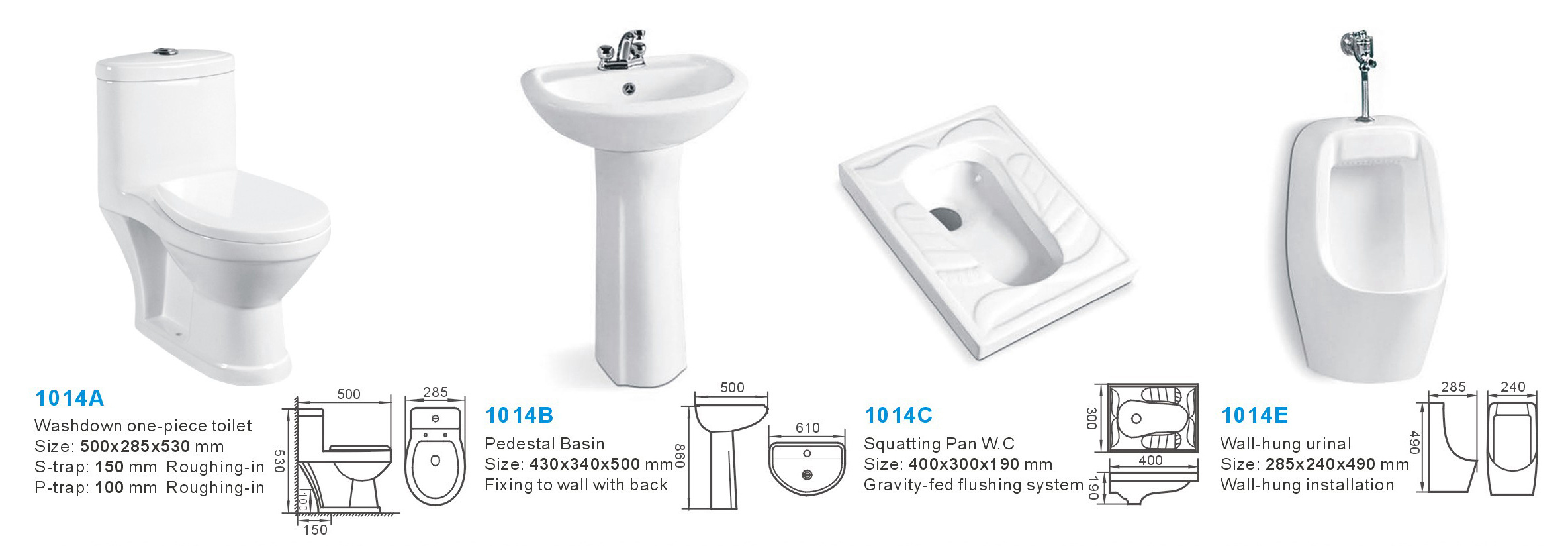 Ceramic Toilet and pedestal basin Set One Piece Ceramic Toilet and Wall Hung Toilet combination Squatting pan Wall Hung Urinal