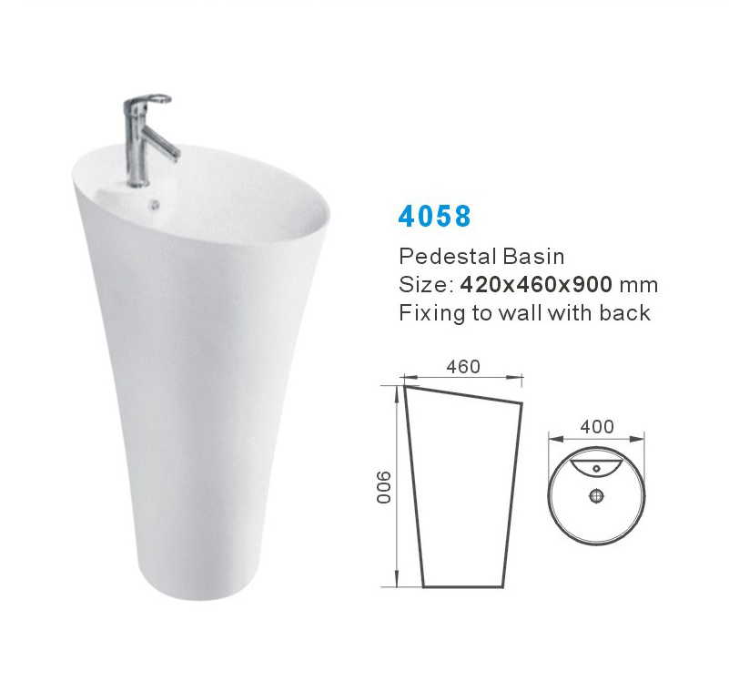 White Freestanding Wash Basin Bathroom Sink Triangular ceramic basin Ceramic Hand Wash Basin Full Pedestal