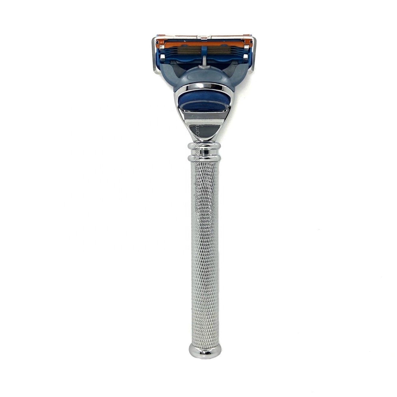 Manufacturer Popular 5 Blade Shaving Razor Non-Slip Stripe Metal Chrome Long Handle Zinc Alloy Razor Head For Wet Shave