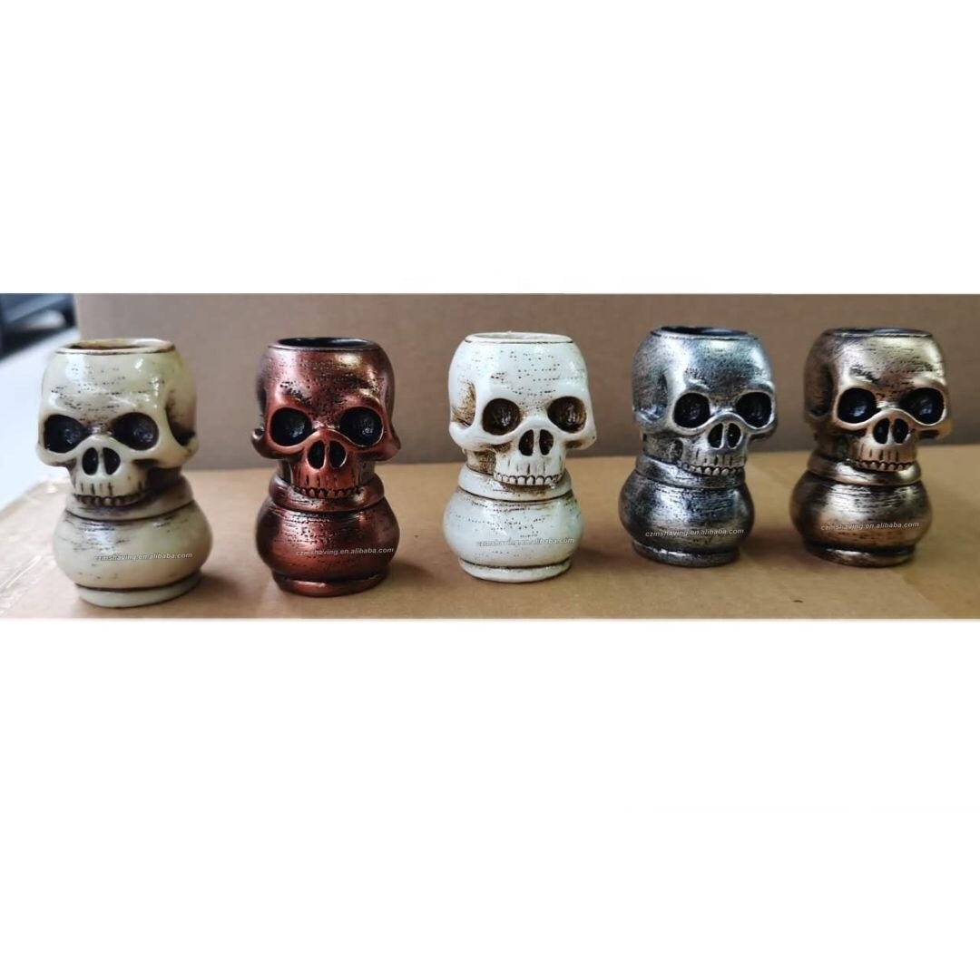 Skull Beard Brush China Factory Manufacturer Synthetic Hair Nylon Hair Resin Handle Wet Shaving Brush Barber Salon Shop Beauty