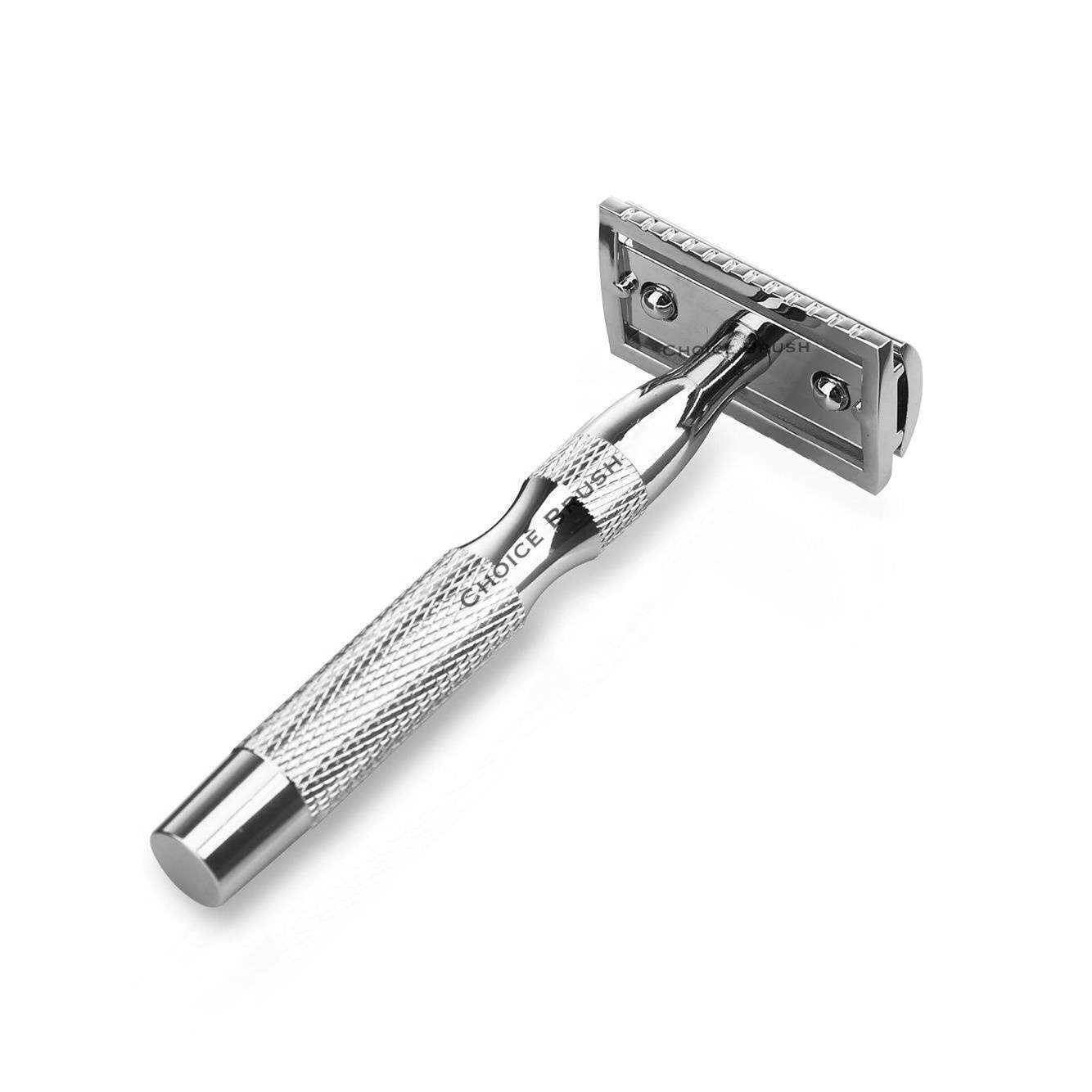 RTS Popular Eco-Friendly Chrome Metal Double Edge Safety Razor Zinc Alloy Razor Head Plastic Free Zero Waste Reusable Shaving