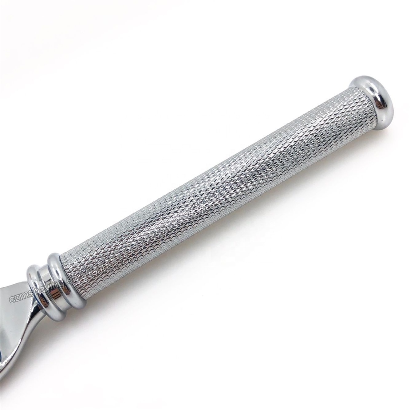 Manufacturer Popular 5 Blade Shaving Razor Non-Slip Stripe Metal Chrome Long Handle Zinc Alloy Razor Head For Wet Shave