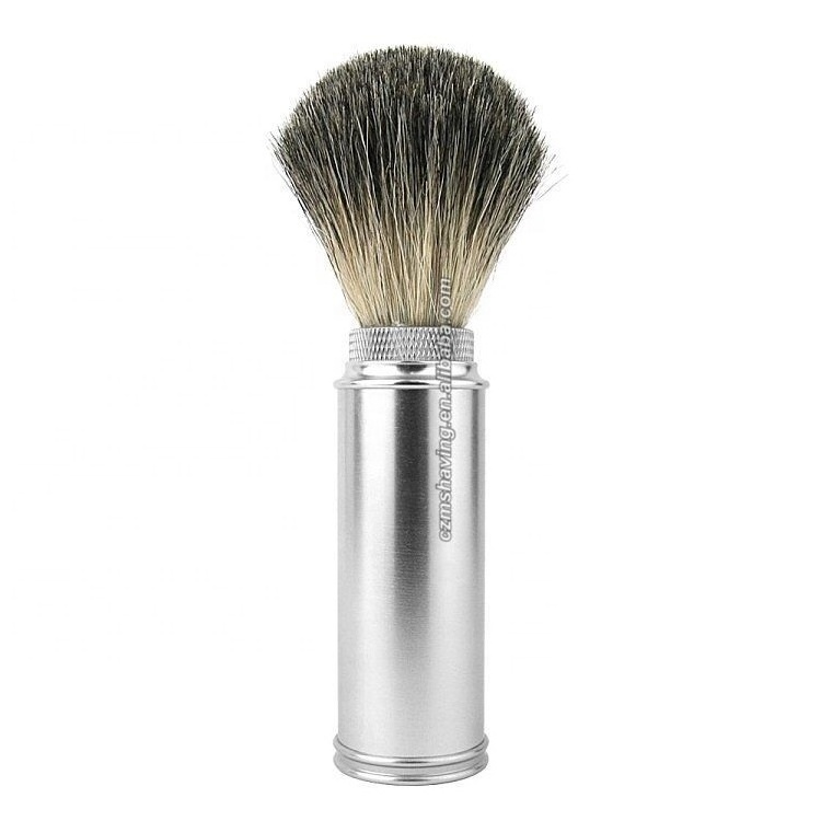 Popular Badger Hair Knots Shaving Brush Removable Travel Portable Aluminium Metal Handle Beard Brush Neck Brush Private Label