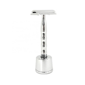 Popular Eco-Friendly Chrome Metal Double Edge Safety Razor Reusable Unisex Classic Wet Shaving Set Plastic Free Zero Waste