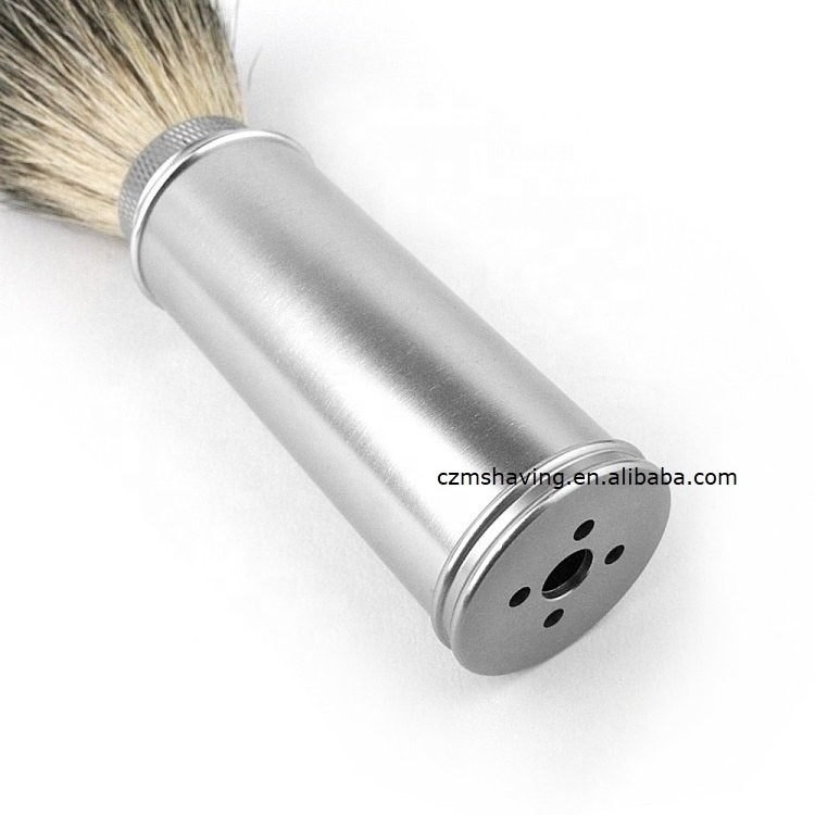 Popular Badger Hair Knots Shaving Brush Removable Travel Portable Aluminium Metal Handle Beard Brush Neck Brush Private Label