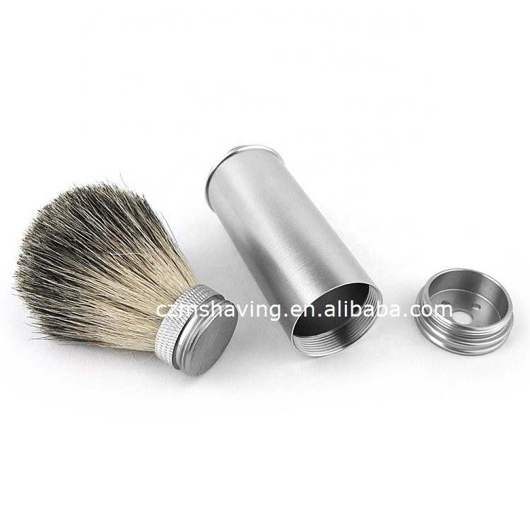 Popular Badger Hair Knots Shaving Brush Removable Travel Portable Aluminium Metal Handle Beard Brush Neck Brush Private Label