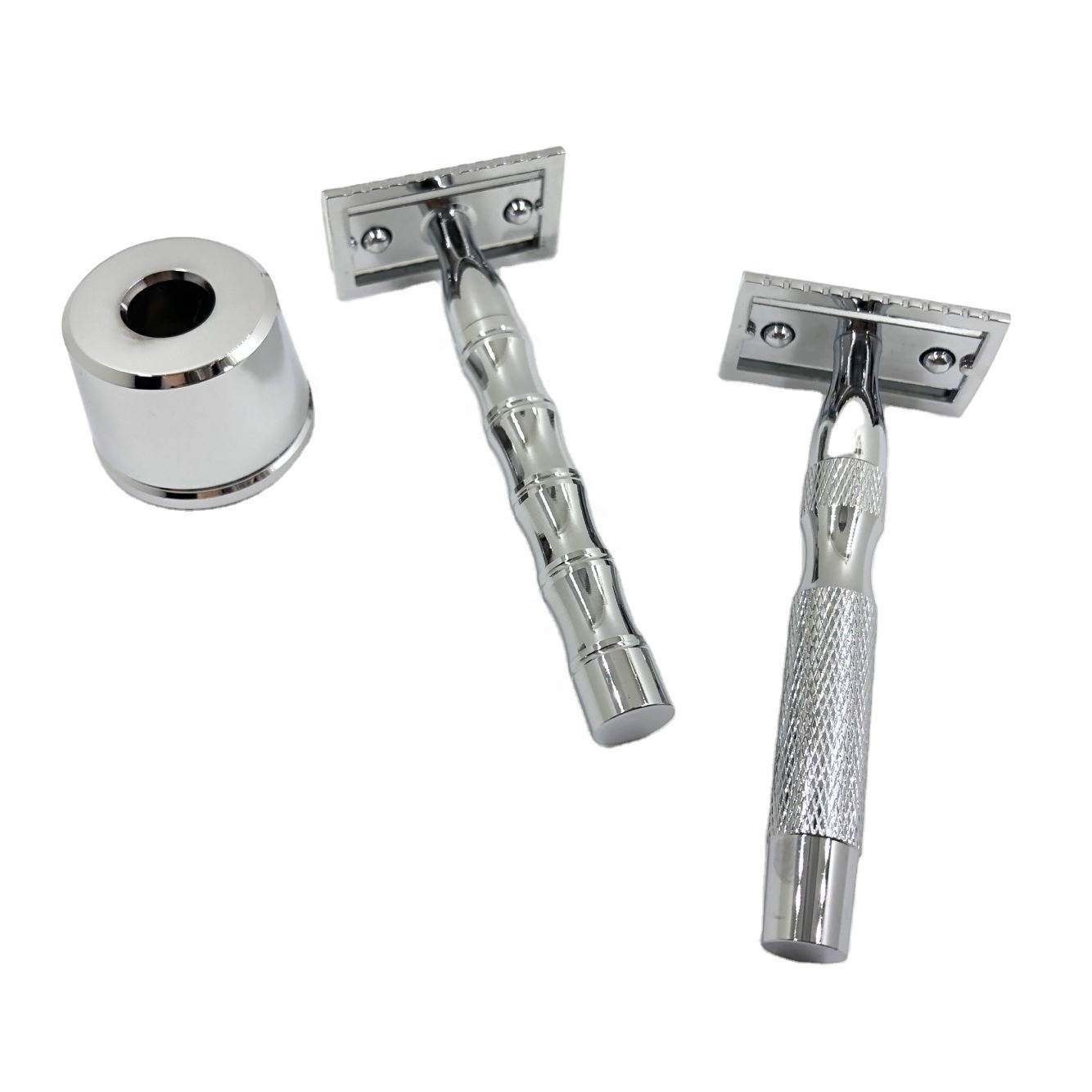 Popular Eco-Friendly Chrome Metal Double Edge Safety Razor Reusable Unisex Classic Wet Shaving Set Plastic Free Zero Waste