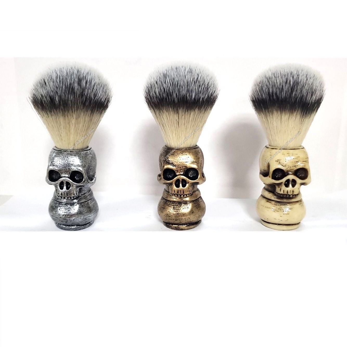 Skull Beard Brush China Factory Manufacturer Synthetic Hair Nylon Hair Resin Handle Wet Shaving Brush Barber Salon Shop Beauty