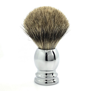 Popular Pure Badger Hair Knots Shaving Brush Chrome Metal Handle Shaving Beard Brush Barber Shop Hair Salon Neck Brush