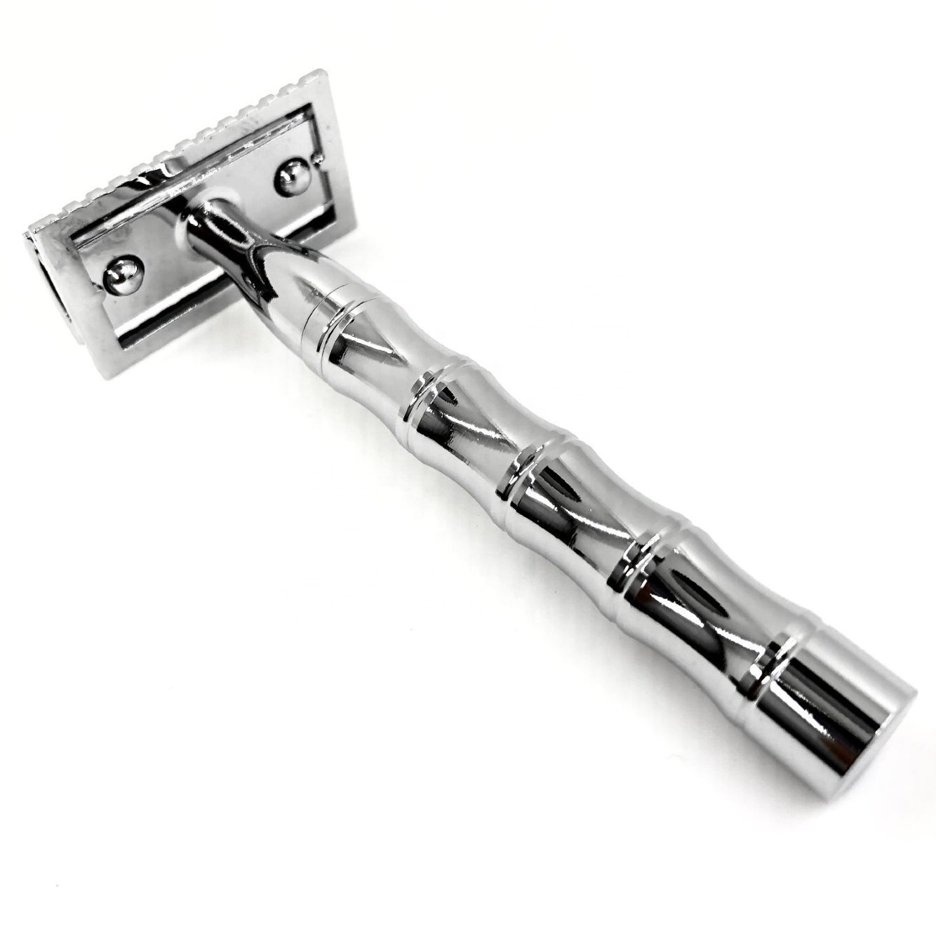 RTS Popular Eco-Friendly Chrome Metal Double Edge Safety Razor Zinc Alloy Razor Head Plastic Free Zero Waste Reusable Shaving