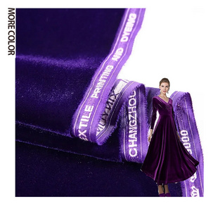 Custom 100% polyester dark purple solid woven silk velour fabric korea micro velvet 5000 dyed abaya textile fabrics for dress