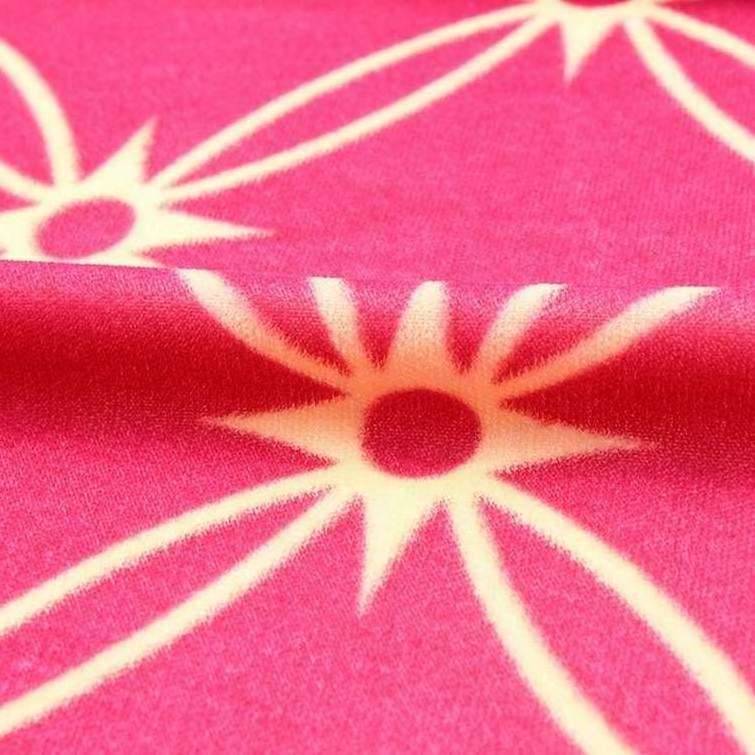 Custom home deco 100% polyester woven printed pattern soft pink velvet fabric