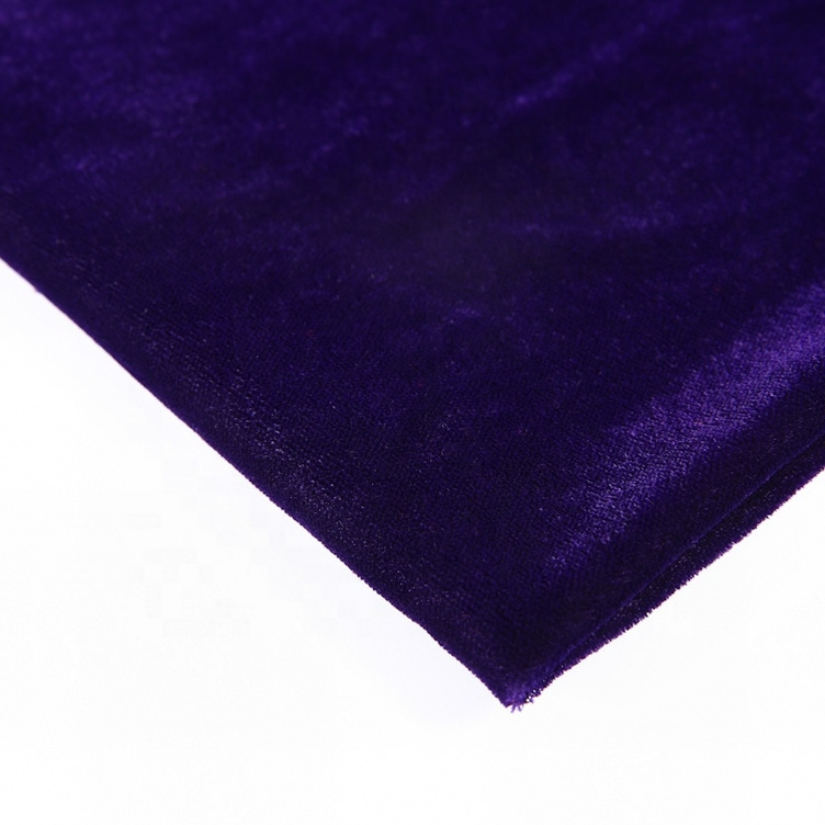 Custom 100% polyester dark purple solid woven silk velour fabric korea micro velvet 5000 dyed abaya textile fabrics for dress