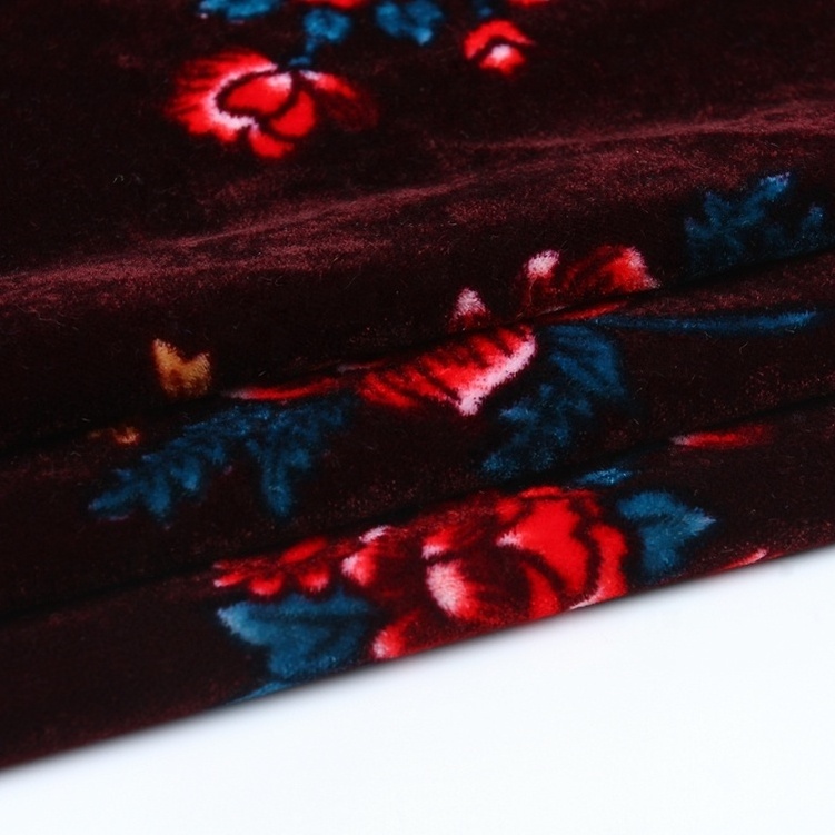 Customized upholstery 100% polyester kain tenun woven floral printed curtain 5000 korea velvet fabric in india