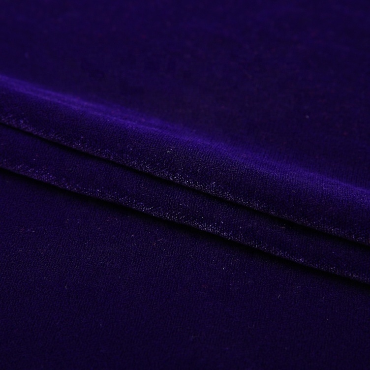 Custom 100% polyester dark purple solid woven silk velour fabric korea micro velvet 5000 dyed abaya textile fabrics for dress