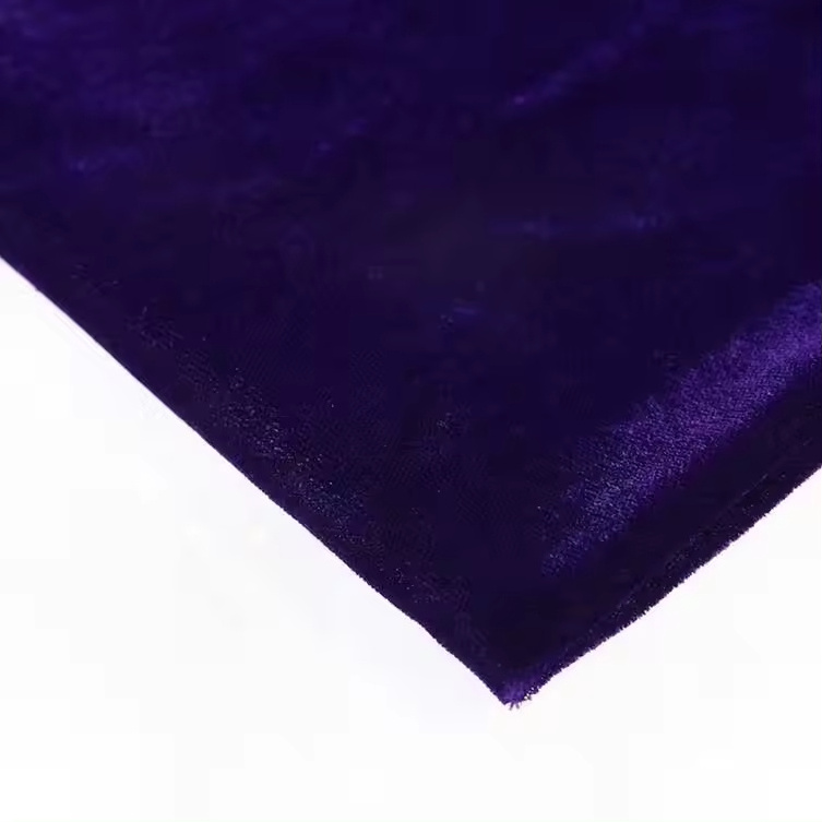 Home deco upholstery polyester woven brushed korea velour sofa cover fabric plain dyed solid purple micro velvet model 5000