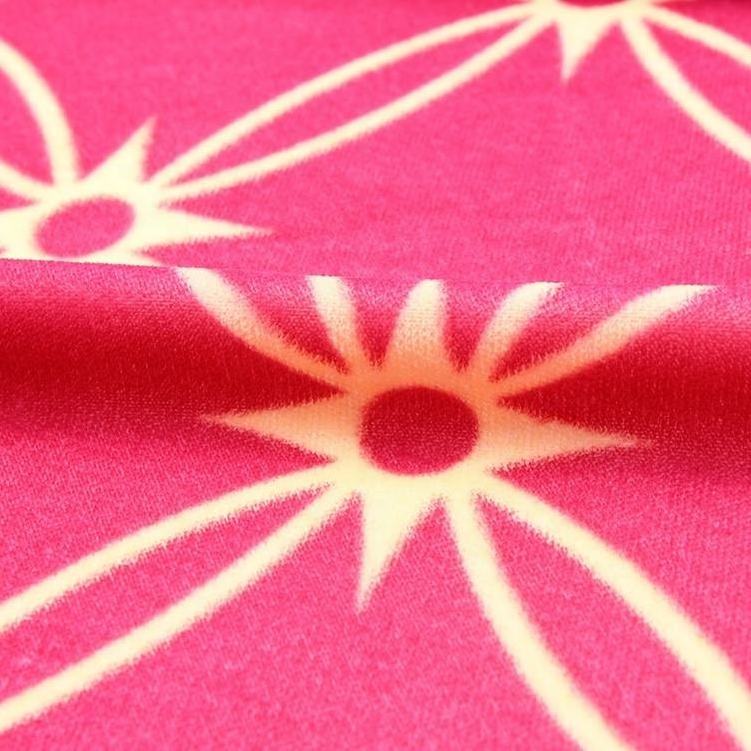 100 percent polyester indonesia kain printed velvet pink fabric velour for car seat and dresses