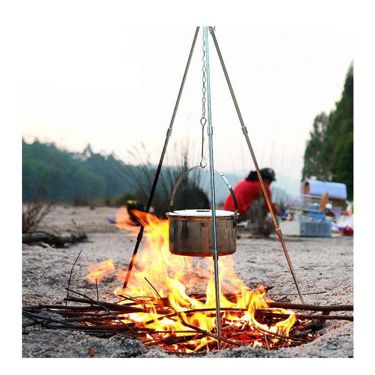 Mydays Aluminum Alloy Portable 3 Sections Outdoor Camping Tripod Cooker with Adjustable Hang Chain