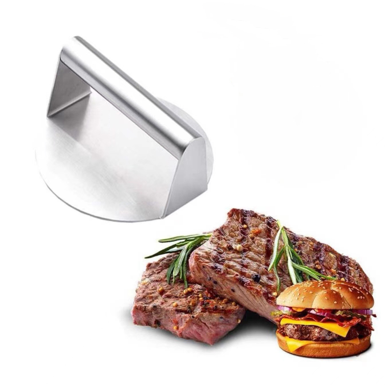 Mydays Outdoor Non Stick Stainless Steel Hand Meat Burger Press for Home Kitchen BBQ