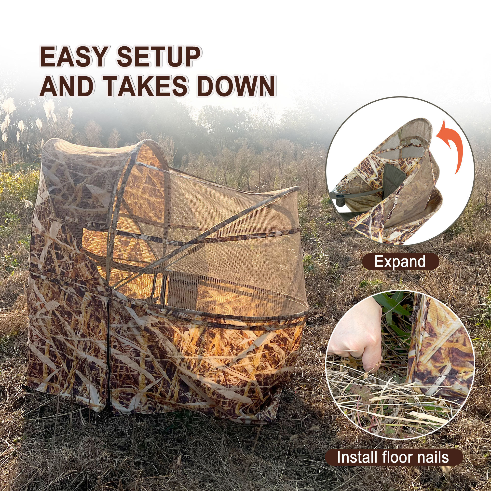 Mydays Tech Waterproof Heavy Duty Sturdy Stand Folding Compact Camouflage Hunting Chair with Antislip Bottom Bottle Holder