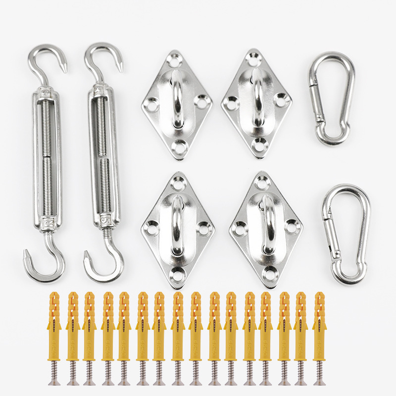 Durable Dependable Heavy Duty 304 Stainless Steel Anti Rust Rectangle and Square Shade Sail Hardware Kit