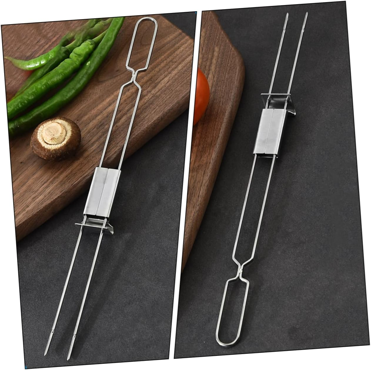 Mydays Outdoor Semi-automatic Safety Food Grade Stainless Steel BBQ Skewers for Meat Vegetables