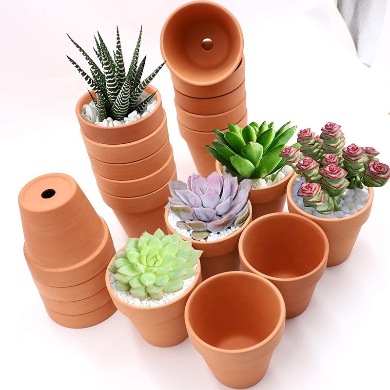 Wholesale Low Moq 2 3 4 5 6 7 8 Inch Indoor Outdoor Mini Clay  Terracotta Pot  Succulent Cactus Pot Desktop