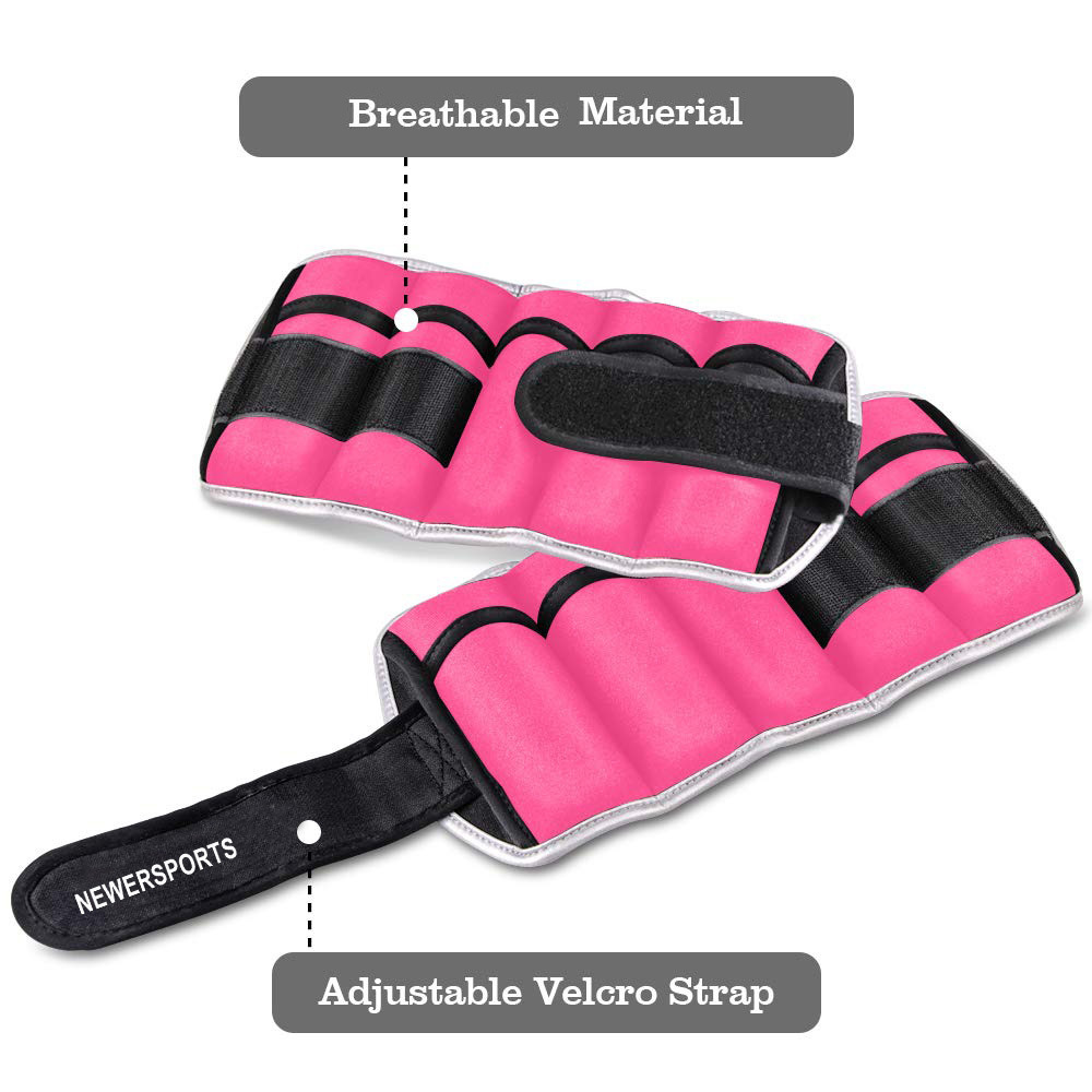 Wholesale High Quality 1kg 2kg 3kg Waterproof Iron Sand Removable Adjustable Pink Neoprene Arm Leg Wrist Ankle Weights