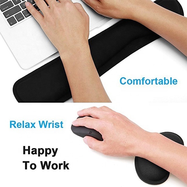 Custom Comfortable Computer Laptop Pain Relief Non-slip PU Rubber Base Keyboard silicone Mouse Pads With Wrist Rest